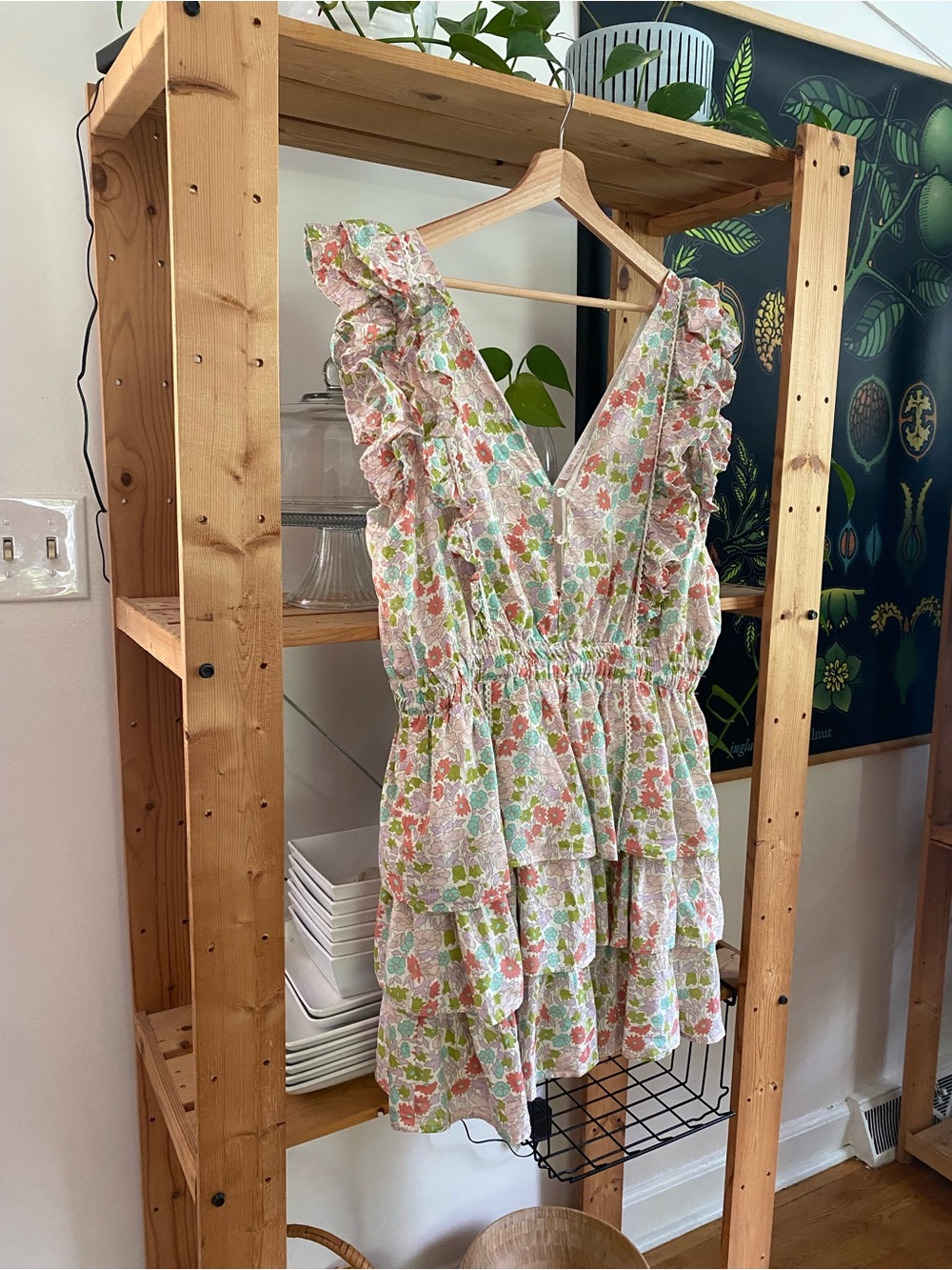 Love The Label Floral Tiered Mini Ruffle Dress Large - Picture 6 of 16